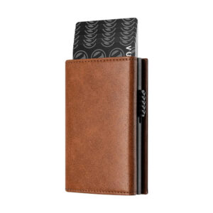 Card Holder Wallet Genuine leather Yellow brown (super fiber) high quality screw
